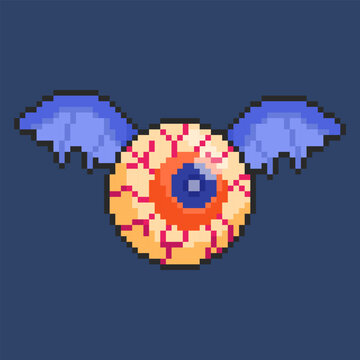 Pixel art Bat Eye Monster Character game asset design