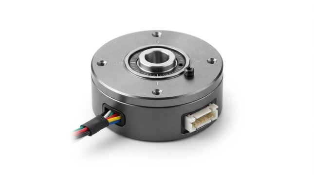 Industrial Rotary Encoder with Flange and Electrical Wiring
