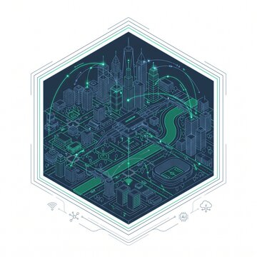 AI Hexagonal Digital Twin City Logo