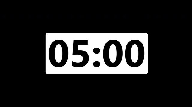Animated countdown timer with digital numbers showing time remaining for deadlines, events, presentations, videos, broadcasts, waiting screens, productivity, and time management concepts.