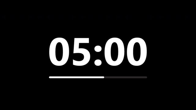Animated countdown timer with digital numbers showing time remaining for deadlines, events, presentations, videos, broadcasts, waiting screens, productivity, and time management concepts.