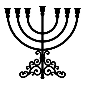 Menorah Black and White silhouette vector illustration