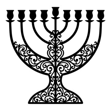 Menorah Black and White silhouette vector illustration
