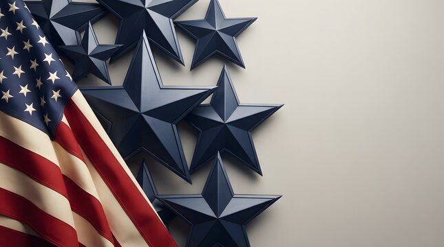 American flag and origami stars representing patriotism and national pride