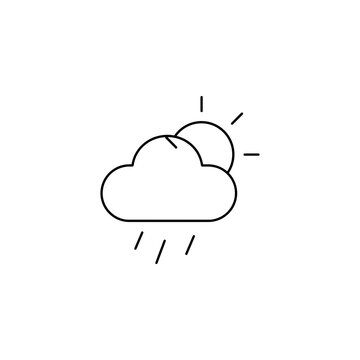 Minimalist line art icon representing sun shower weather with meteorology forecast minimalist illustration condition