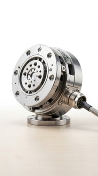 Precision Harmonic Drive Robotic Joint Actuator Isolated on White Background