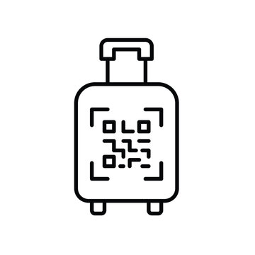 Scan luggage, digital bag tracking. Pixel perfect, editable stroke vector icon