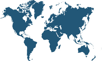 Obraz premium Blue World Map Silhouette for Global Geography