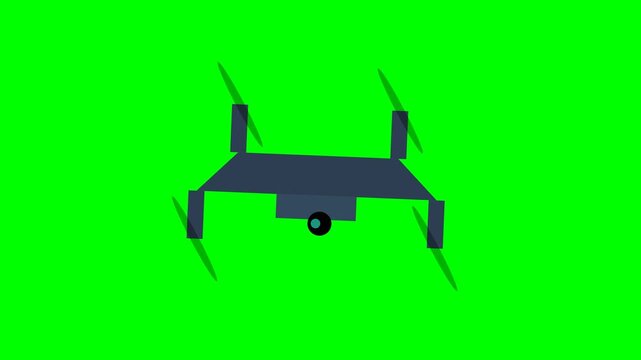 Minimalist vector illustration of a drone on a green background