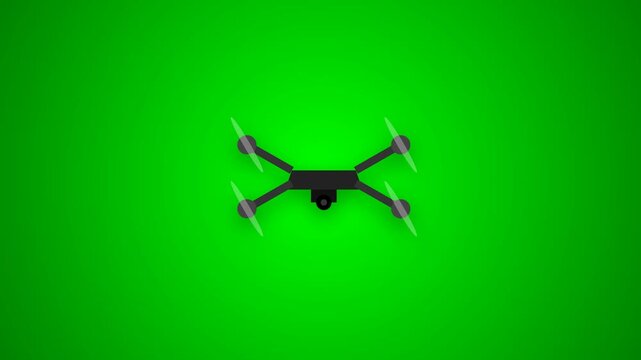 Minimalist drone on vibrant green background for technology concept
