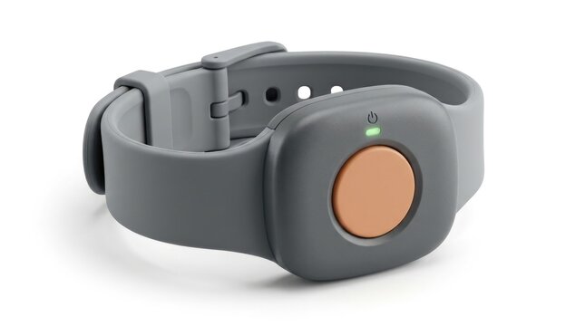 Wearable Emergency Alert Wristband with Large Button for Elderly Isolated on White