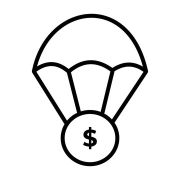 Crypto airdrop line icon for free token parachute reward