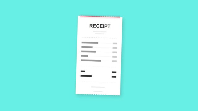 Animated Receipt Sliding Up on Turquoise Background