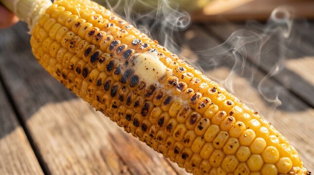 Steaming Grilled Corn on the Cob with Melting Butter