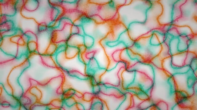 Abstract colorful fiber lines motion background loop with vibrant organic texture