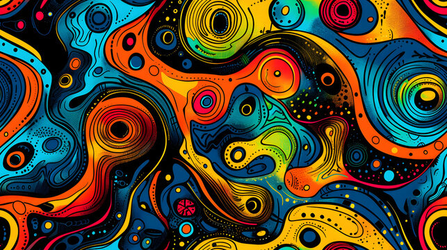 Vibrant Abstract Swirl Pattern with Colorful Organic Shapes