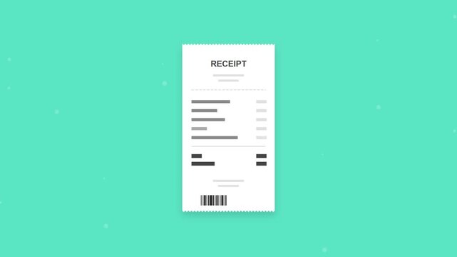 Scanner beam reading a paper receipt with barcodes and text on turquoise background
