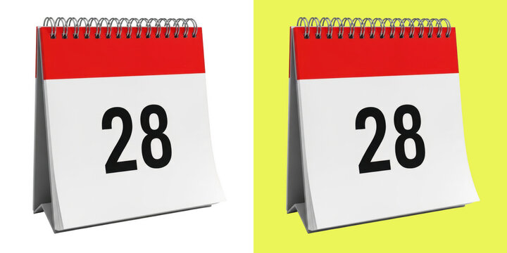 Desktop calendar showing twenty eighth day of month
