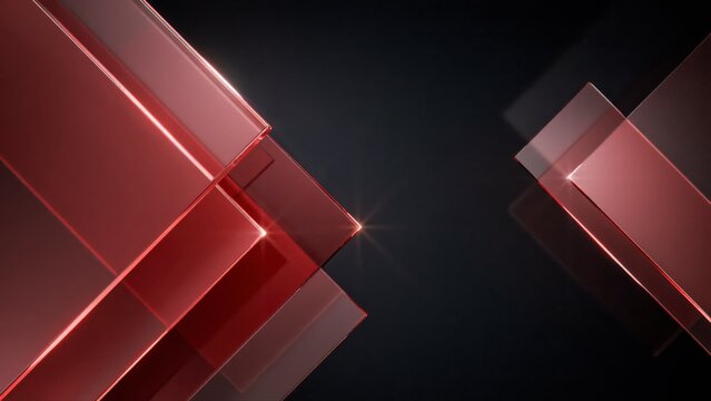 Overlapping translucent red glass rectangles on dark background