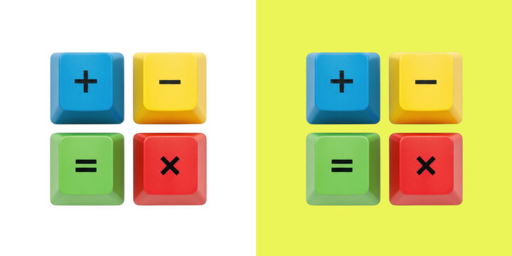 Colorful math symbols on keyboard key caps