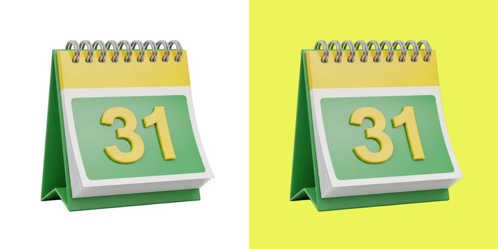 3D desk calendar icon with number thirty one