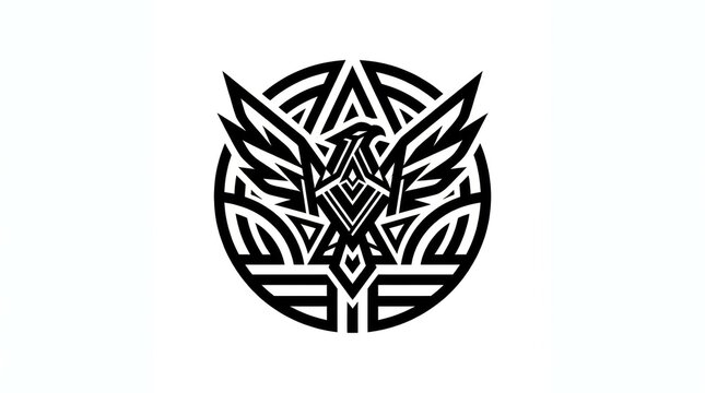 Stylized eagle emblem with geometric circular border