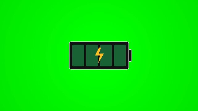Green battery icon with lightning bolt on vibrant background