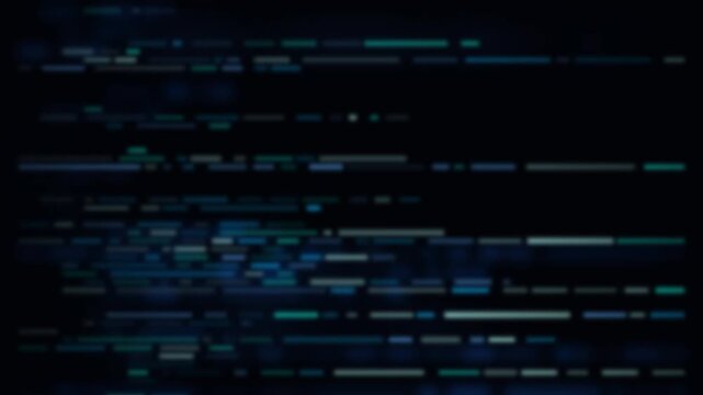 Abstract digital computer code motion background with glowing blue lines
