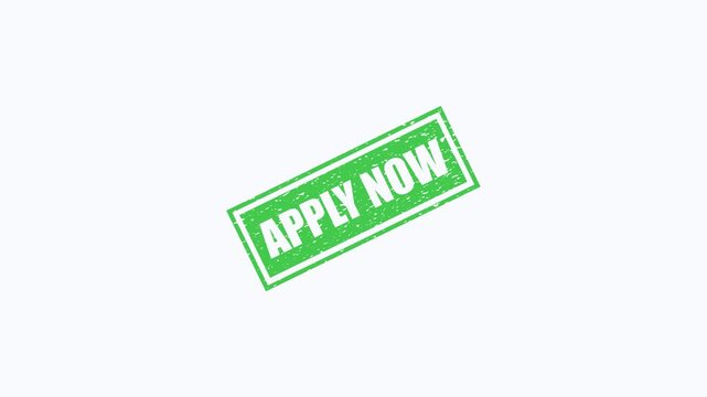 Green Apply Now Rubber Stamp Animation Isolated on White Background for Job Recruitment Marketing Video