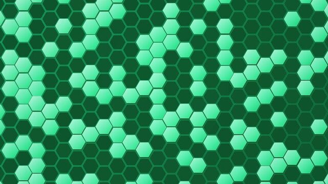 Abstract Green Hexagon Pattern Background With Glowing Light Effects