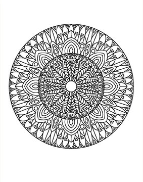 Black and white mandala pattern circle design