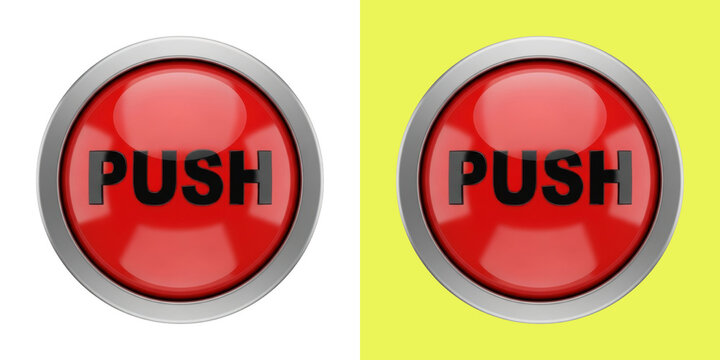 Shiny red push button 3D render
