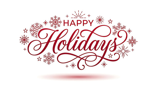 Happy Holidays red floral text design