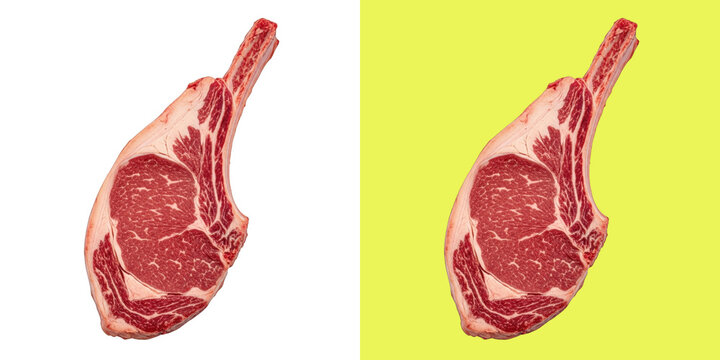 Raw fresh tomahawk beef steak on background