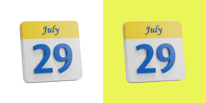 July 29 calendar icon 3d render