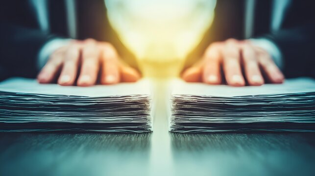 examining important contracts in a sophisticated office meeting room, trust and professionalism concept