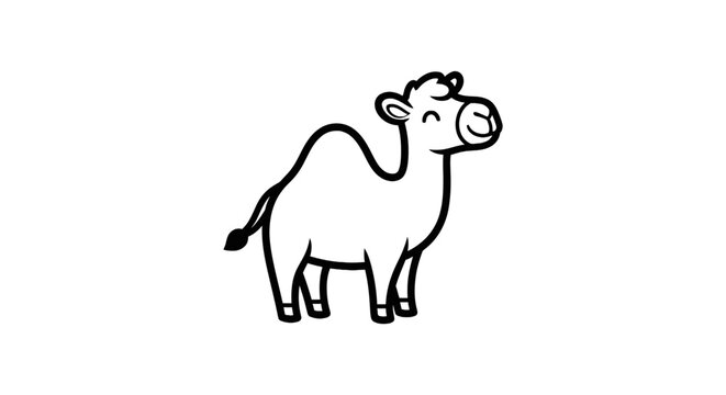 Camel standing alone in desert.