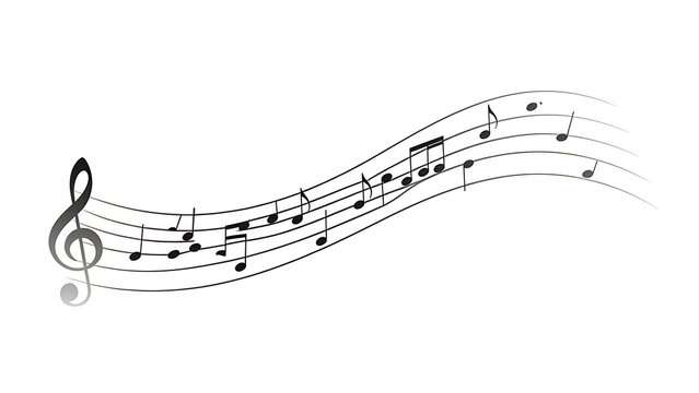 Modern floating musical notation wave line art design element