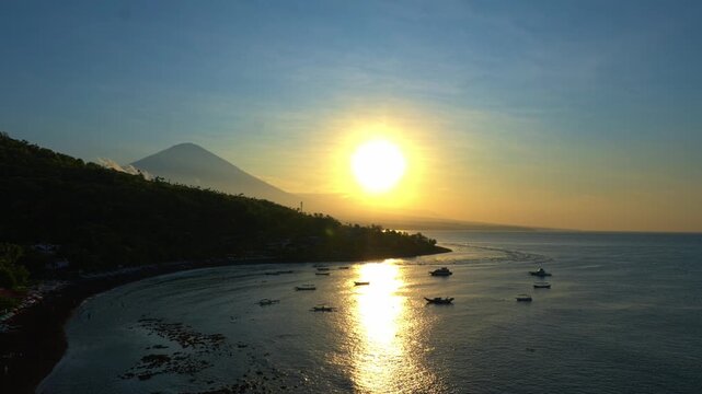 Clear Blue Sky Transitioning to Golden Sunrise in Bali