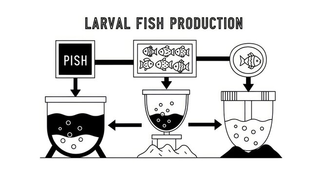 Larval fish production process diagram.