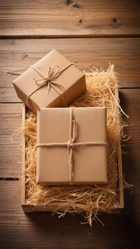 Mysterious package wrapped in brown paper and twine