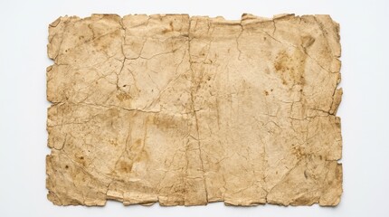 Fototapeta premium Vintage Old Paper Texture Background with Torn Edges and Stains Isolated on White Background