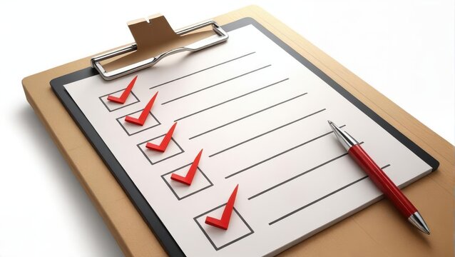 A clipboard with a detailed rules checklist