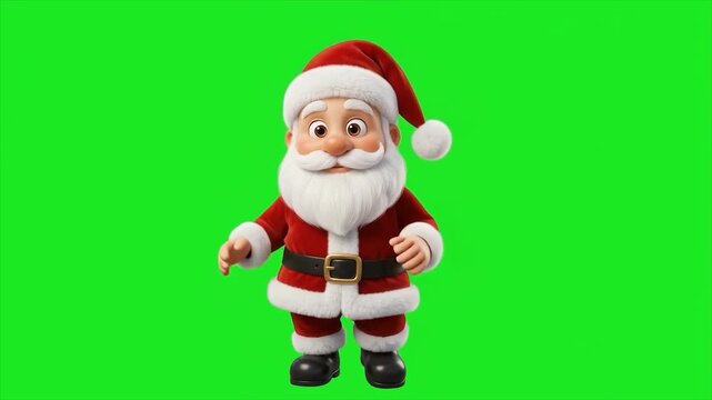 Cheerful Santa Claus Dancing on Green Screen