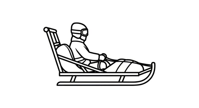 Person wearing helmet riding bobsled.