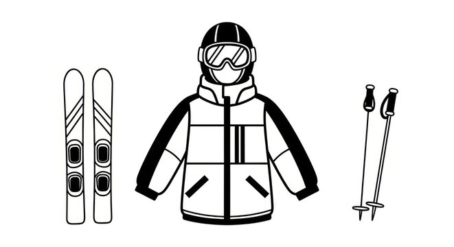 Skiing equipment for winter sports.