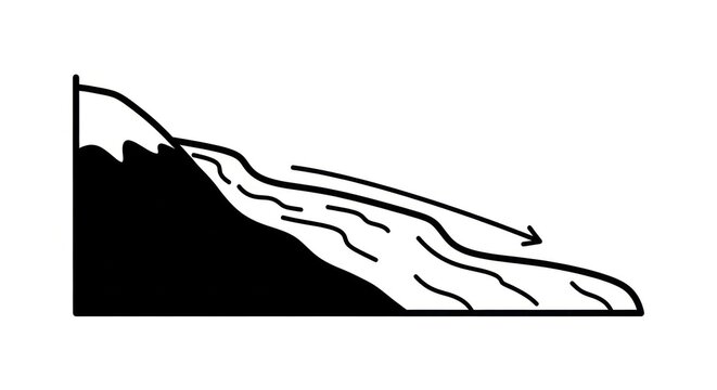 Water Flow Down A Slope Illustration.