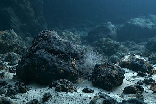 Manganese Nodules Supporting Delicate Deep Sea Life