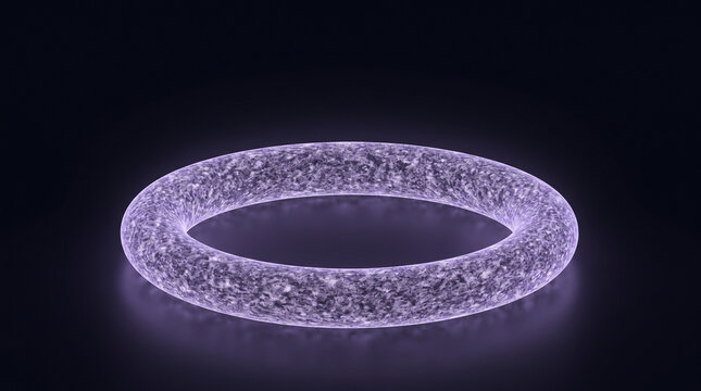 Abstract finely mottled violet lavender cross-sectional ring visualization representing cardiac extracellular volume mapping, dark background, clinical imaging concept 