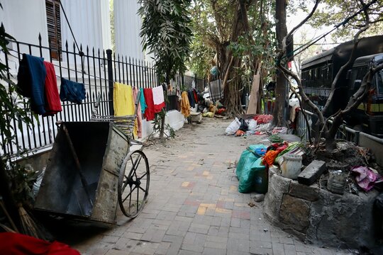 インド　コルカタ　遊歩道の風景